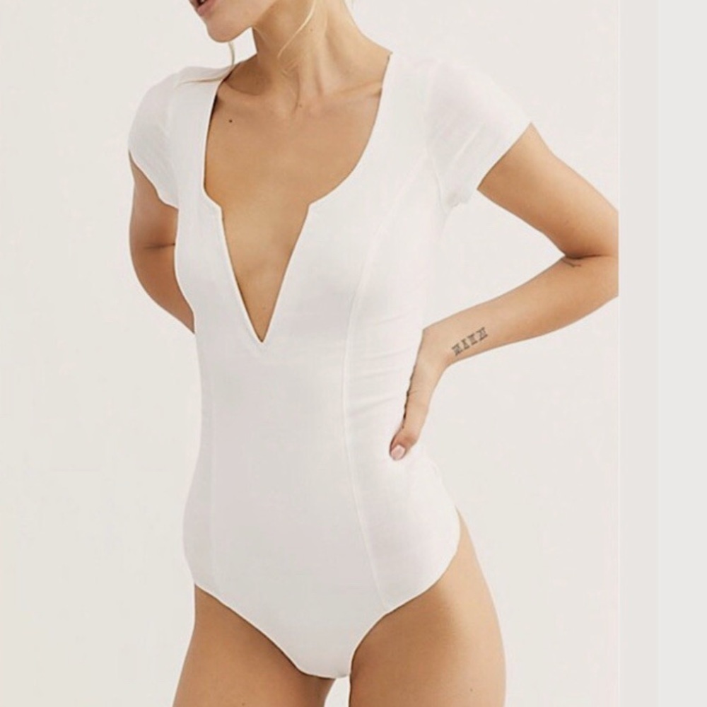 Intimately Free People Deep Conversations Thong Bodysuit White